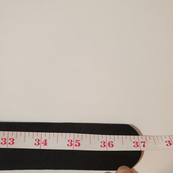 Perry Ellis Genuine Leather Tooled Black Bling Belt - Picture 8 of 11